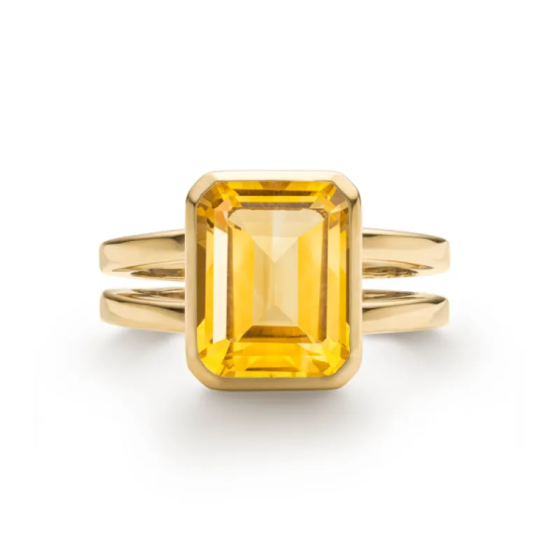 Personalized Warren Vertical Birthstone Ring in 14k Gold sold by Haverhill