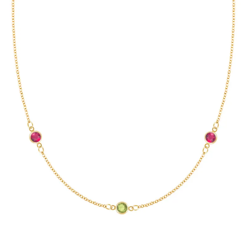 Personalized Classic 3 Birthstone Necklace in 14k Gold sold by Haverhill
