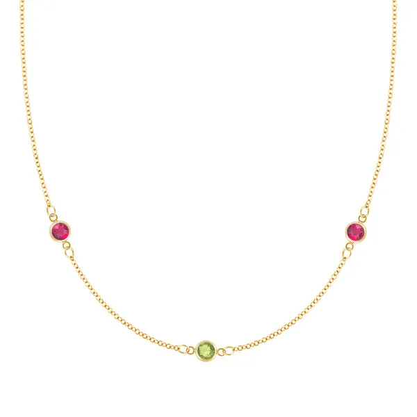 Personalized Classic 3 Birthstone Necklace in 14k Gold sold by Haverhill