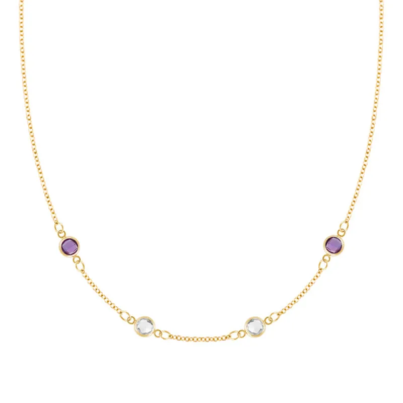 Personalized Classic 4 Birthstone Necklace in 14k Gold sold by Haverhill