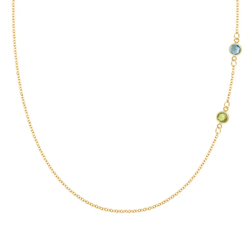 Personalized Classic 2 Birthstone Necklace in 14k Gold sold by Haverhill