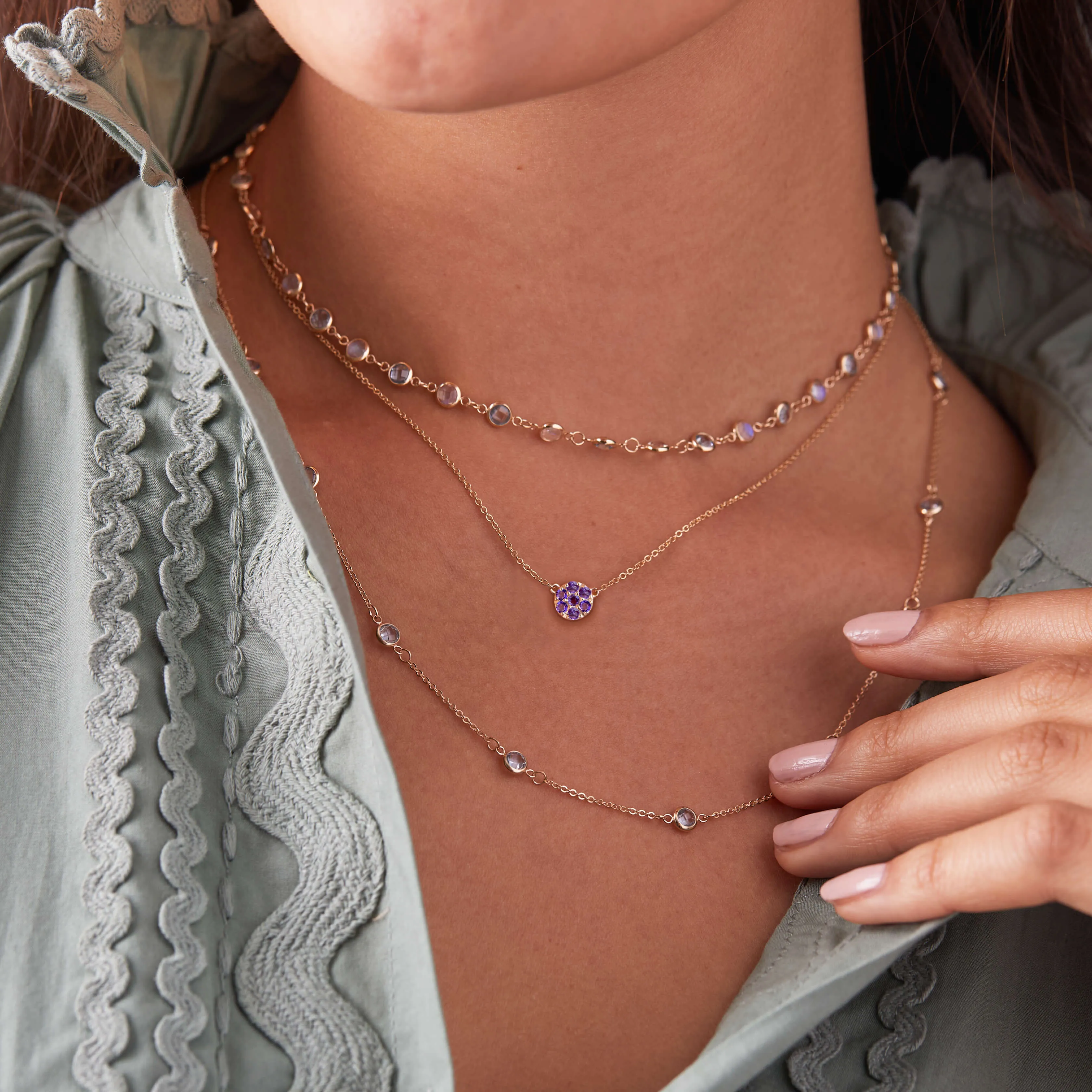 Rosecliff Amethyst Mini Necklace in Solid 14k Gold (February) sold by Haverhill product image thumbnail 3