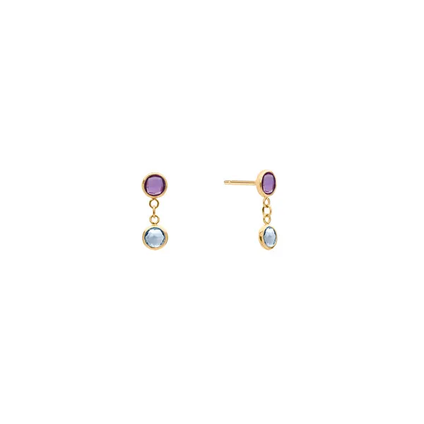 Personalized Classic 2 Birthstone Earrings in 14k Gold sold by Haverhill
