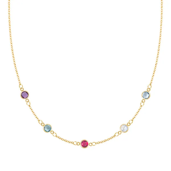 Personalized Classic 5 Birthstone Necklace in 14k Gold sold by Haverhill