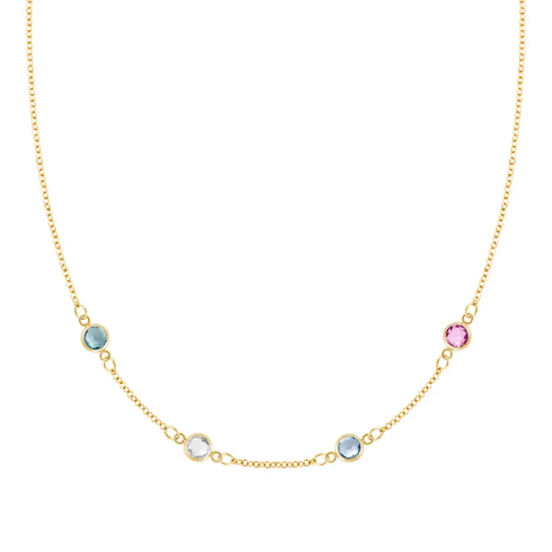 Personalized Classic 4 Birthstone Necklace in 14k Gold sold by Haverhill