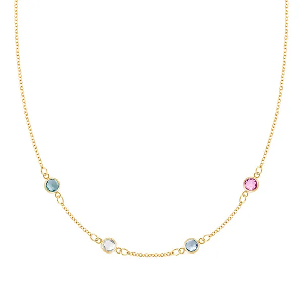 Personalized Classic 4 Birthstone Necklace in 14k Gold sold by Haverhill