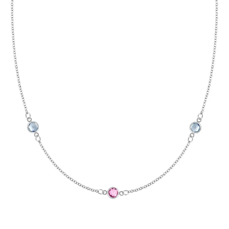 Personalized Classic 3 Birthstone Necklace in 14k Gold sold by Haverhill