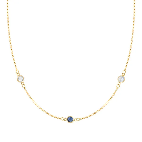 Personalized Classic 3 Birthstone Necklace in 14k Gold sold by Haverhill