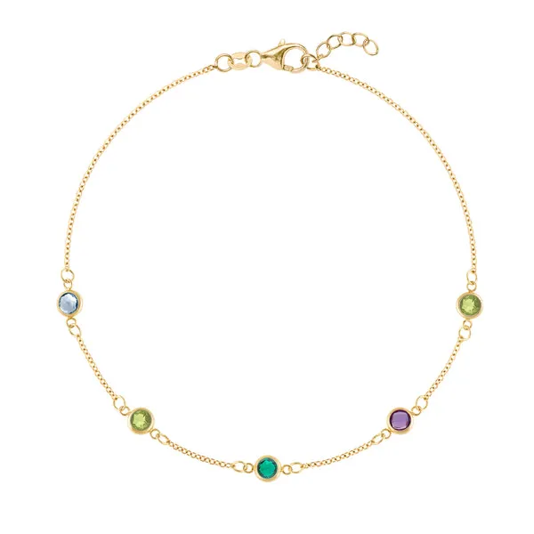 Personalized Classic 5 Birthstone Bracelet in 14k Gold sold by Haverhill