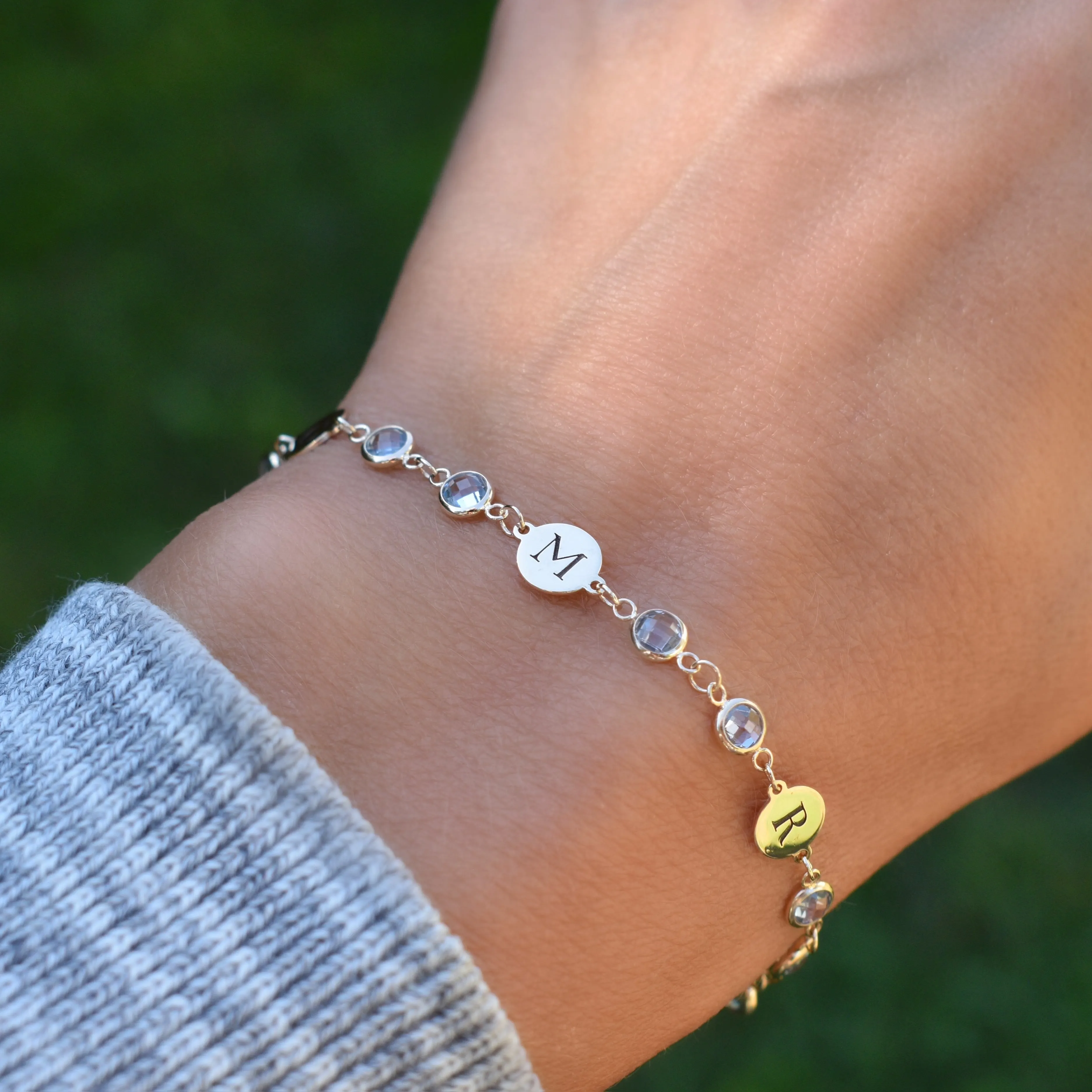 Personalized Newport 4 Letter Birthstone Bracelet in 14k Gold sold by Haverhill product image thumbnail 3