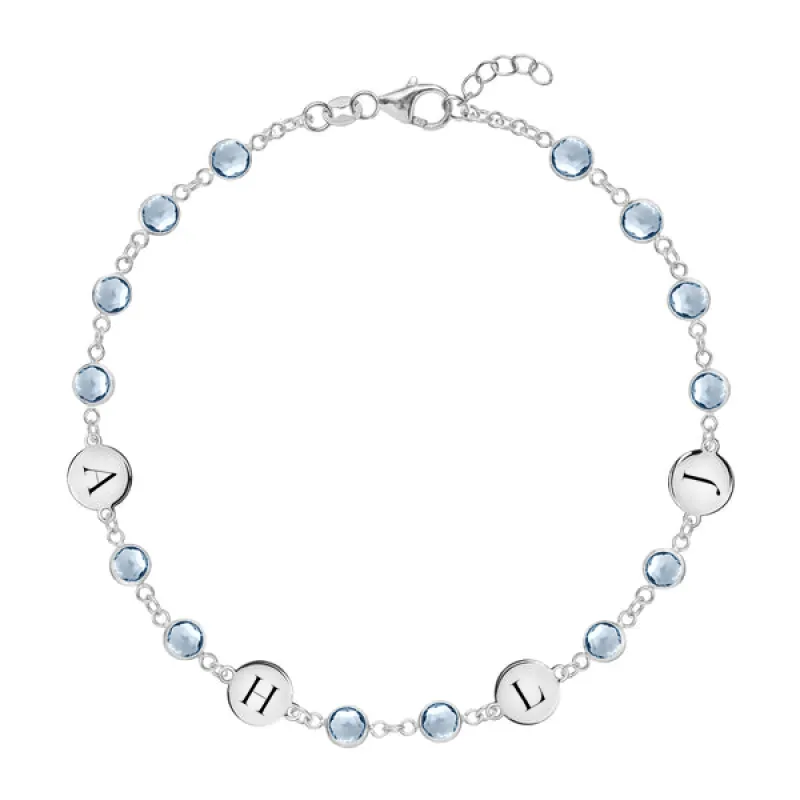 Personalized Newport 4 Letter Birthstone Bracelet in 14k Gold sold by Haverhill