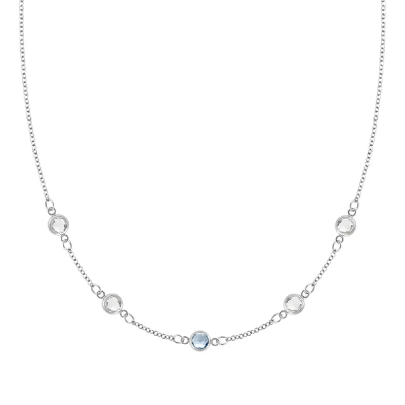 Personalized Classic 5 Birthstone Necklace in 14k Gold sold by Haverhill