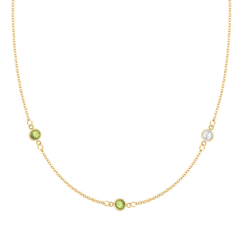 Personalized Classic 3 Birthstone Necklace in 14k Gold sold by Haverhill