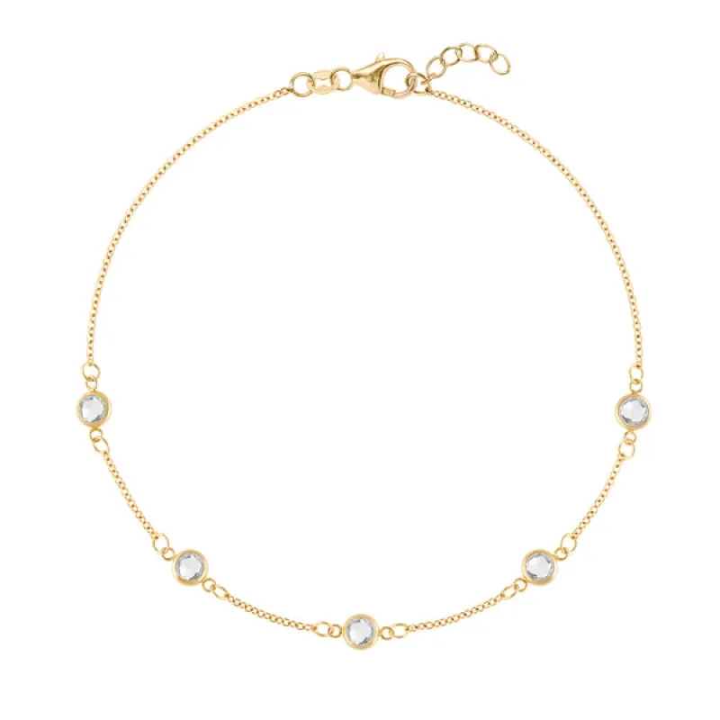 Personalized Classic 5 Birthstone Bracelet in 14k Gold sold by Haverhill