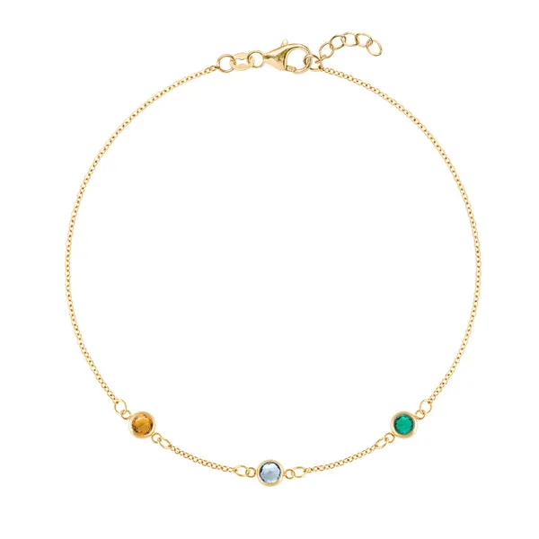Personalized Classic 3 Birthstone Bracelet in 14k Gold sold by Haverhill