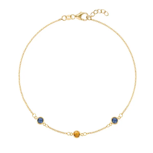 Personalized Classic 3 Birthstone Bracelet in 14k Gold sold by Haverhill