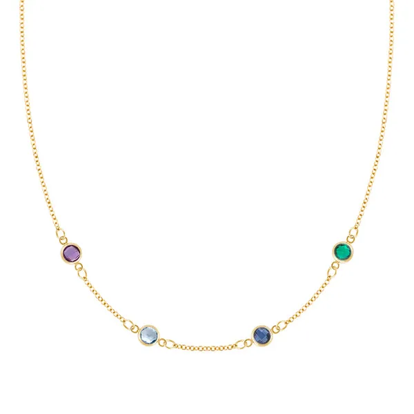 Personalized Classic 4 Birthstone Necklace in 14k Gold sold by Haverhill