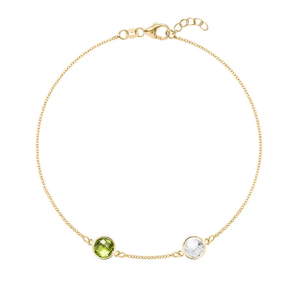 Personalized Grand 2 Birthstone Bracelet in 14k Gold sold by Haverhill