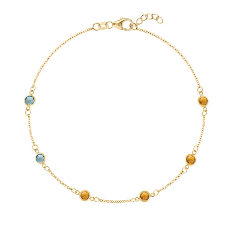 Personalized Classic 6 Birthstone Bracelet in 14k Gold sold by Haverhill