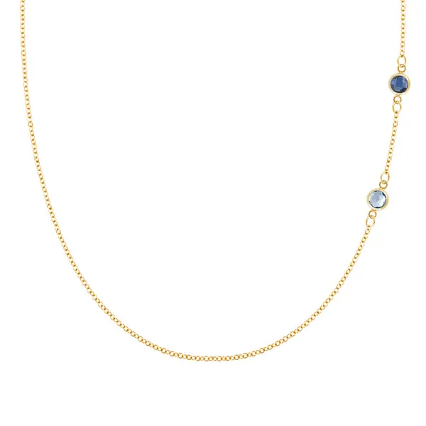 Personalized Classic 2 Birthstone Necklace in 14k Gold sold by Haverhill