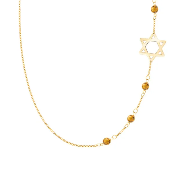 Personalized Classic Star of David & 4 Birthstone Necklace in 14k Gold sold by Haverhill