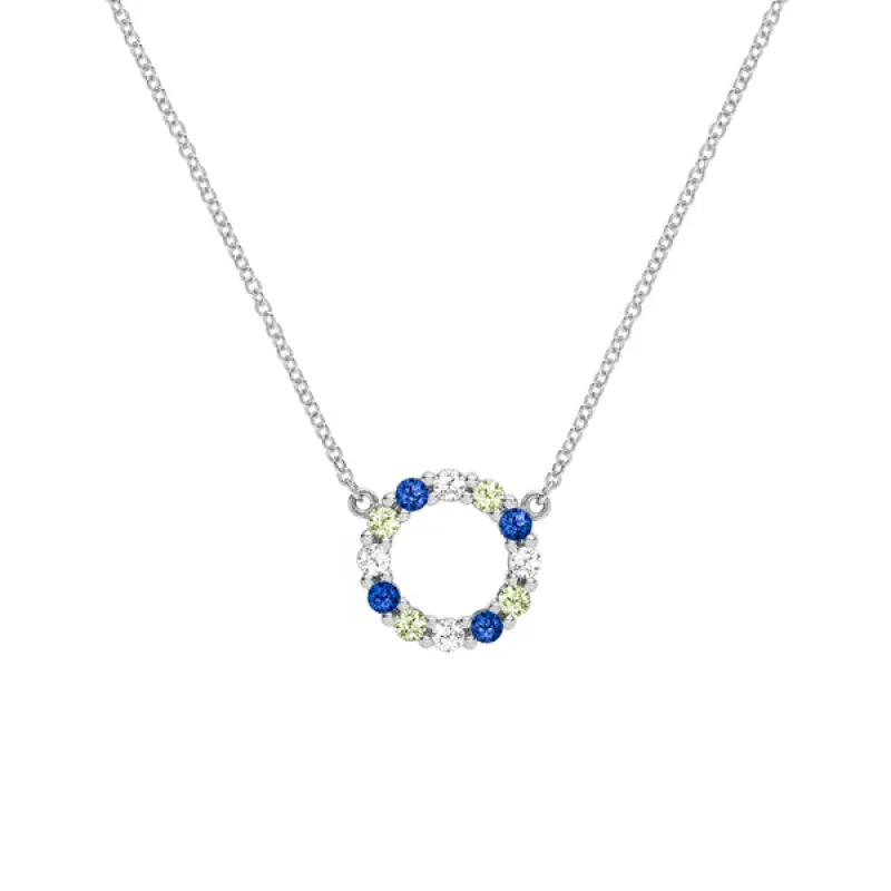 Personalized Rosecliff Small Circle Birthstone Necklace in 14k Gold sold by Haverhill