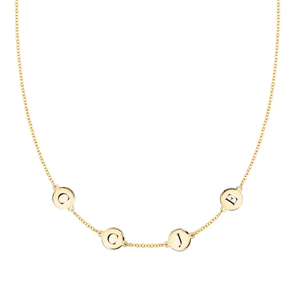 Personalized 4 Letter Necklace in 14k Gold (Single Spacing) sold by Haverhill