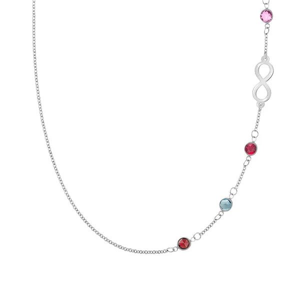 Personalized Classic Infinity & 4 Birthstone Necklace in 14k Gold sold by Haverhill