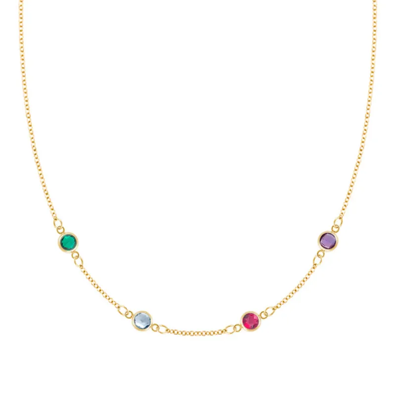Personalized Classic 4 Birthstone Necklace in 14k Gold sold by Haverhill