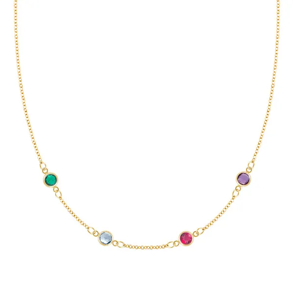Personalized Classic 4 Birthstone Necklace in 14k Gold sold by Haverhill