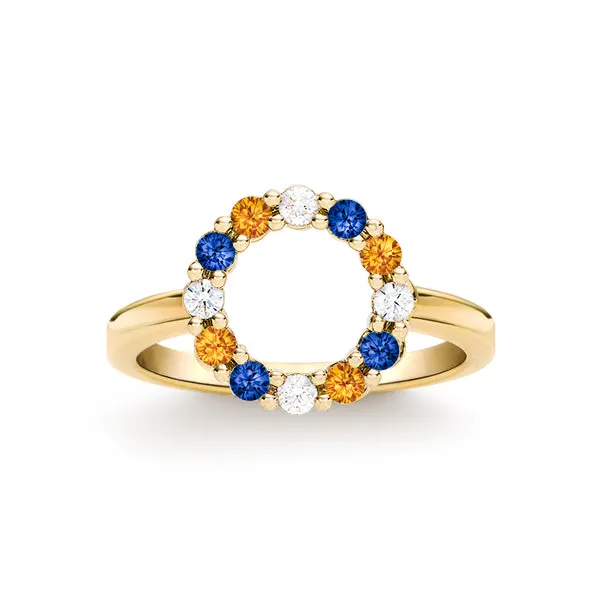 Personalized Rosecliff Small Circle Birthstone Ring in 14k Gold sold by Haverhill
