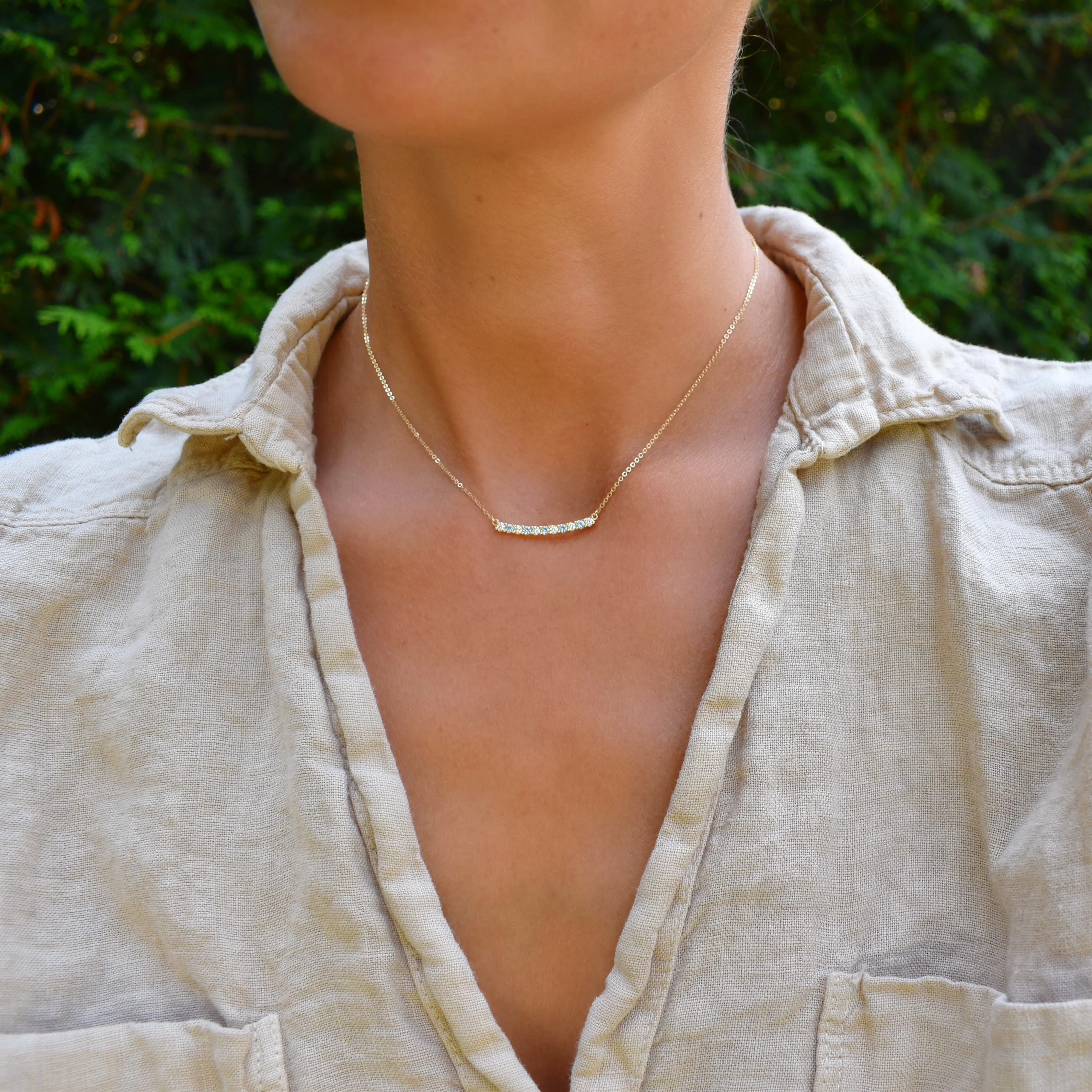 Personalized Rosecliff Bar Necklace in 14k Gold sold by Haverhill product image thumbnail 2