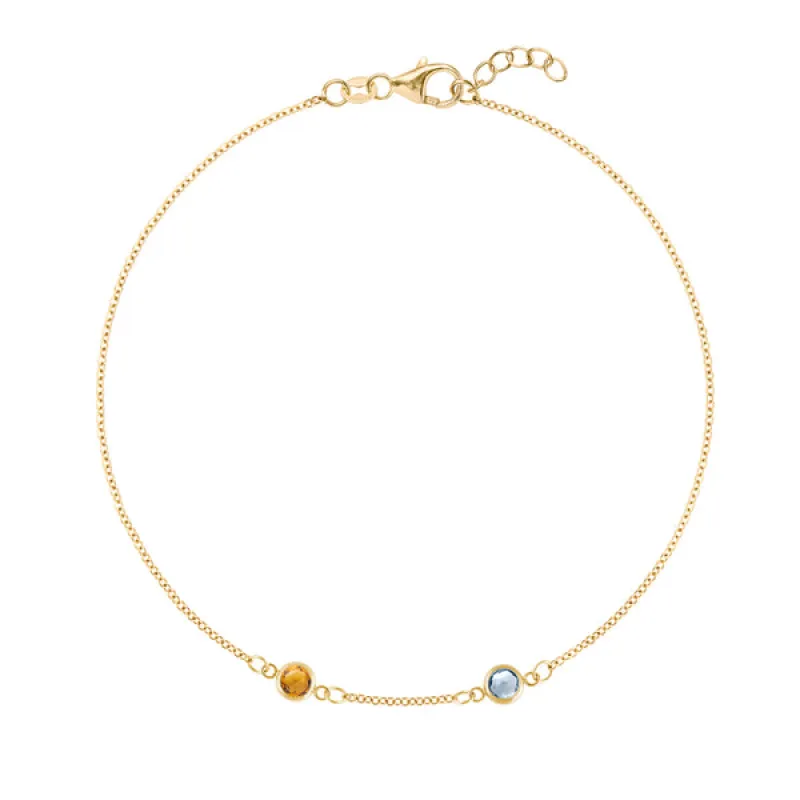 Personalized Classic 2 Birthstone Bracelet in 14k Gold sold by Haverhill
