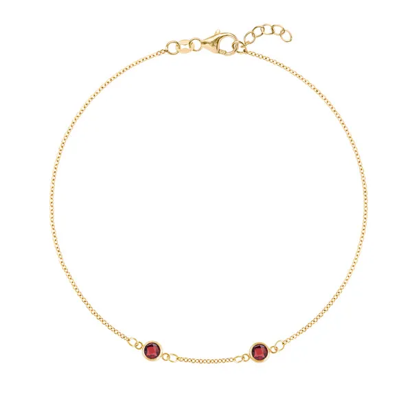 Personalized Classic 2 Birthstone Bracelet in 14k Gold sold by Haverhill
