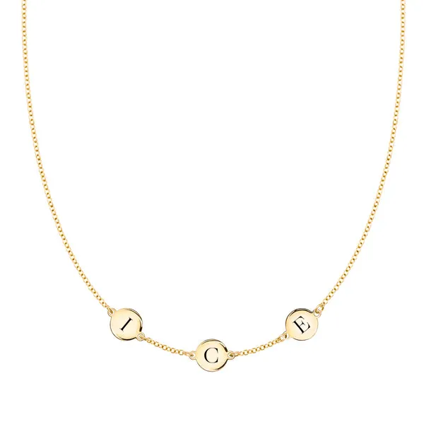 Personalized 3 Letter Necklace in 14k Gold (Single Spacing) sold by Haverhill