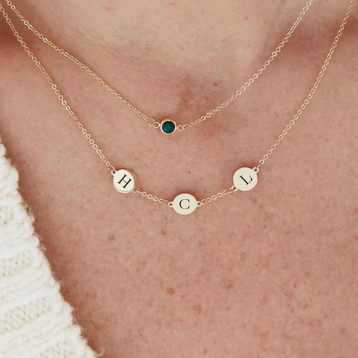 Personalized 3 Letter Necklace in 14k Gold (Single Spacing) sold by Haverhill product image thumbnail 3