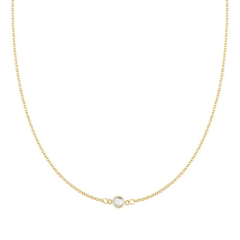 Personalized Classic 1 Birthstone Necklace in 14k Gold sold by Haverhill