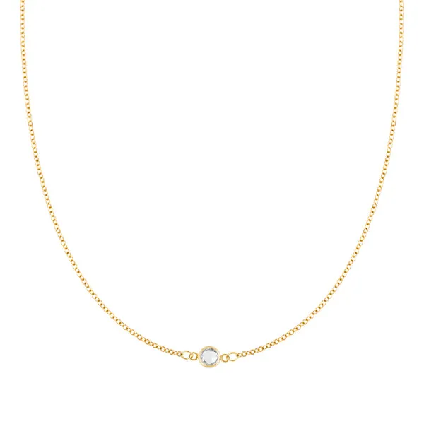 Personalized Classic 1 Birthstone Necklace in 14k Gold sold by Haverhill