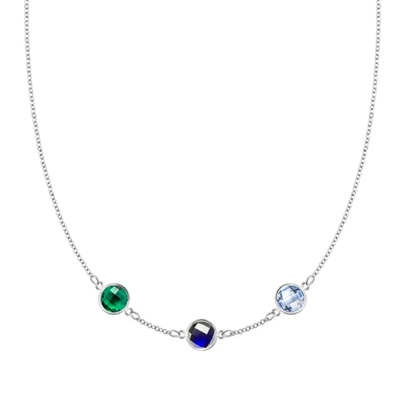 Personalized Grand 3 Birthstone Necklace in 14k Gold sold by Haverhill