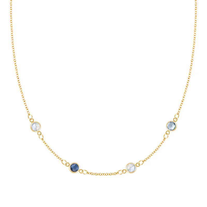 Personalized Classic 4 Birthstone Necklace in 14k Gold sold by Haverhill