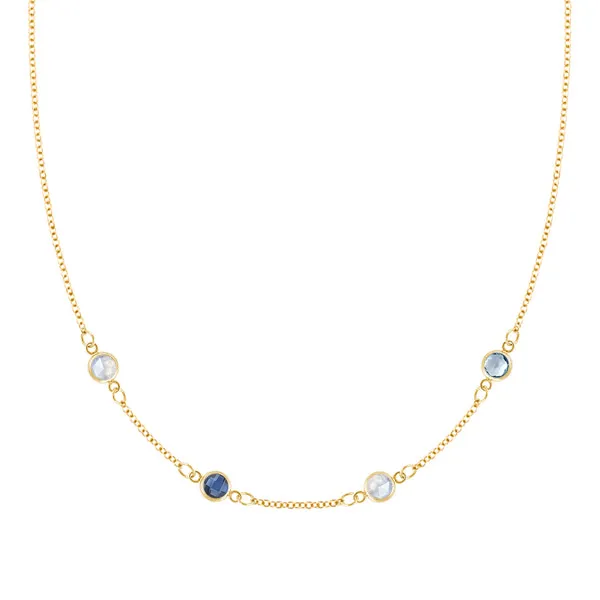 Personalized Classic 4 Birthstone Necklace in 14k Gold sold by Haverhill