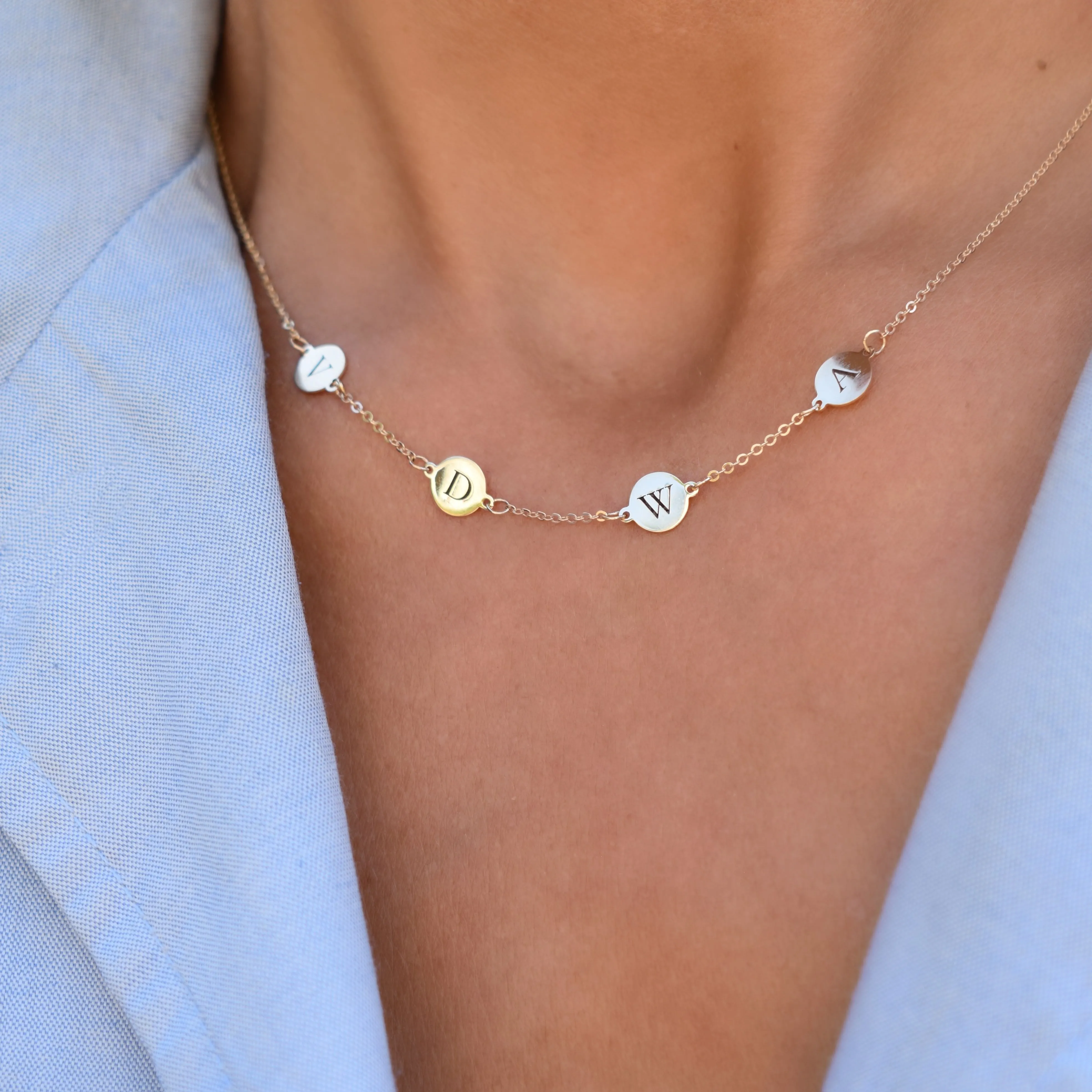 Personalized 4 Letter Necklace in 14k Gold (Double Spacing) sold by Haverhill product image thumbnail 3