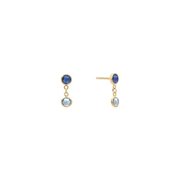 Personalized Classic 2 Birthstone Earrings in 14k Gold sold by Haverhill