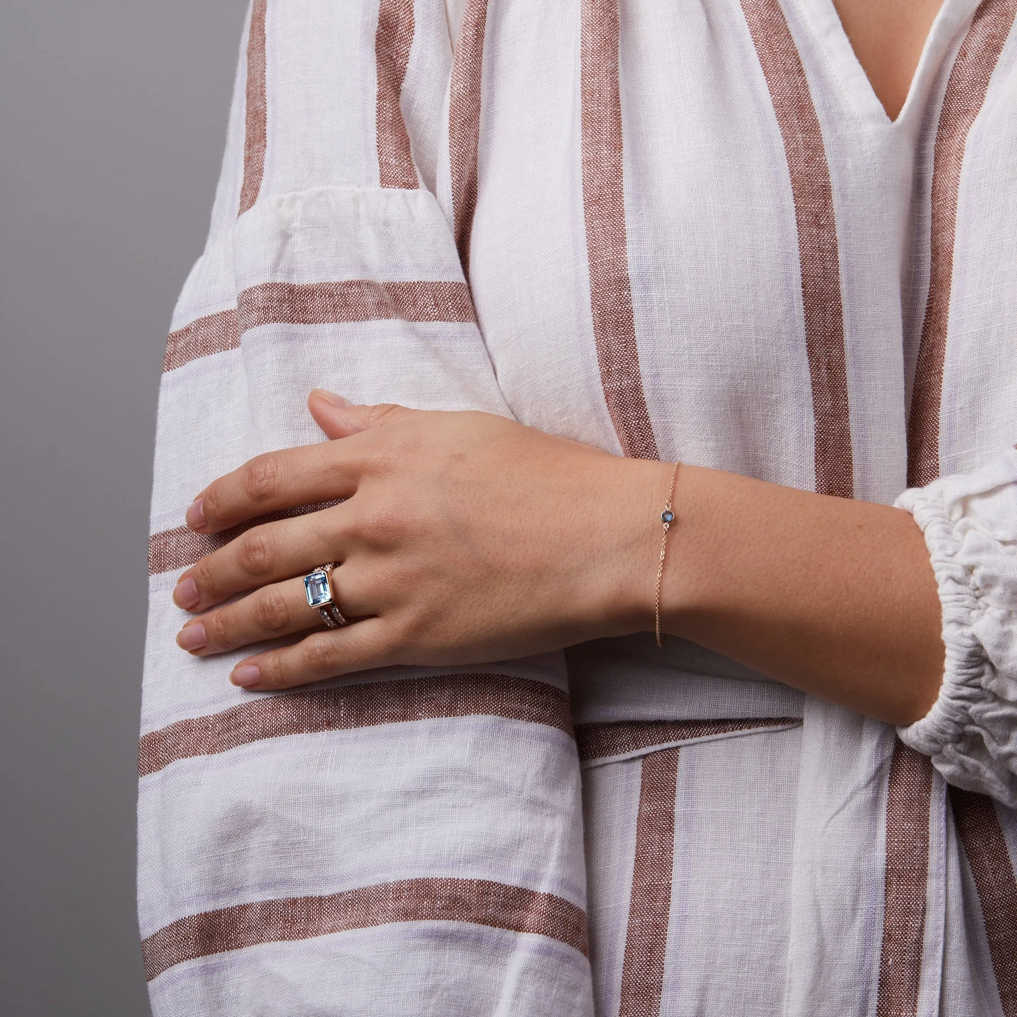 Personalized Warren Horizontal Birthstone Ring with Accent Stones in 14k Gold sold by Haverhill product image thumbnail 2