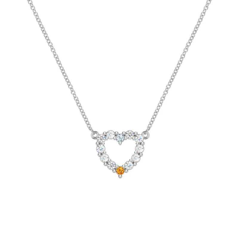 Personalized Rosecliff Small Heart Birthstone Necklace in 14k Gold sold by Haverhill