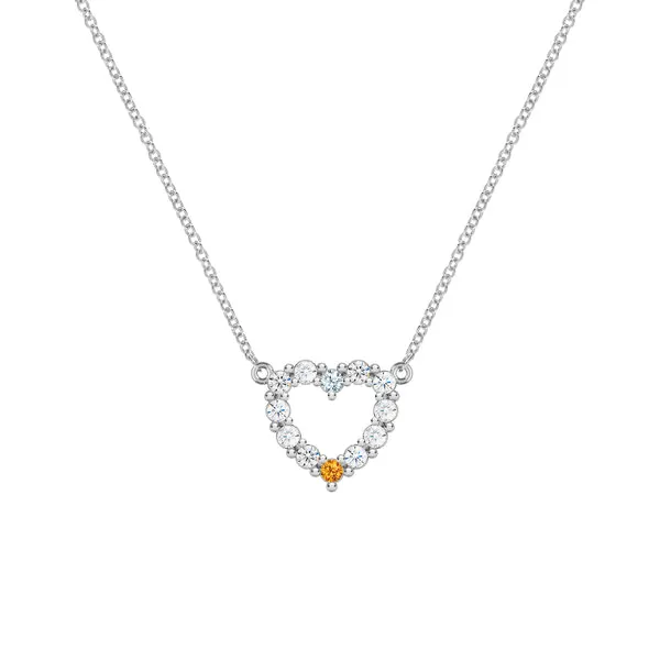 Personalized Rosecliff Small Heart Birthstone Necklace in 14k Gold sold by Haverhill