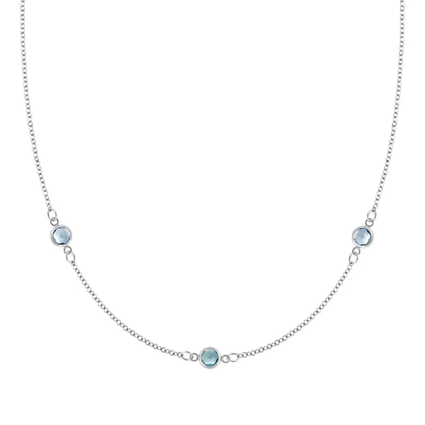 Personalized Classic 3 Birthstone Necklace in 14k Gold sold by Haverhill