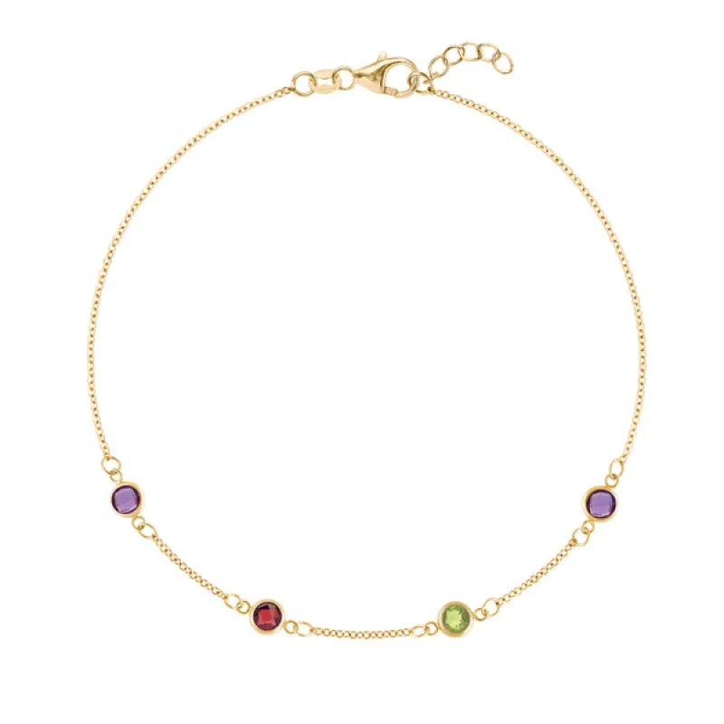 Personalized Classic 4 Birthstone Bracelet in 14k Gold sold by Haverhill