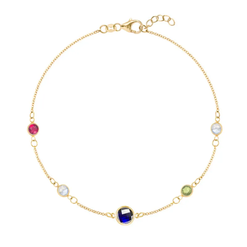 Personalized 1 Grand & 4 Classic Birthstone Bracelet in 14k Gold sold by Haverhill