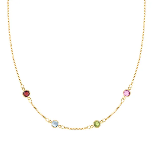 Personalized Classic 4 Birthstone Necklace in 14k Gold sold by Haverhill